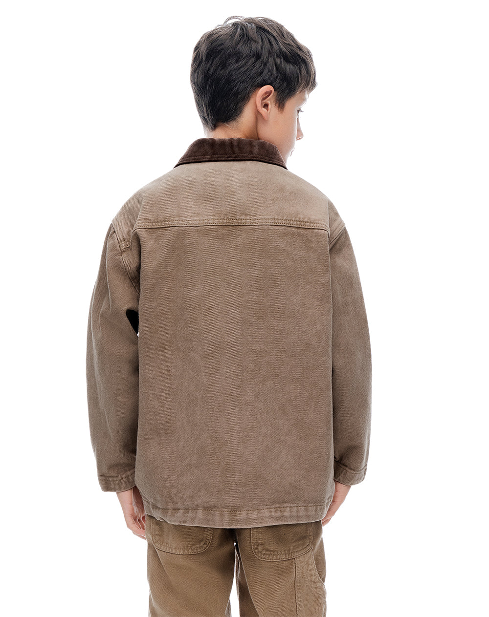 Chaqueta regular sin capucha drill denim habano niño