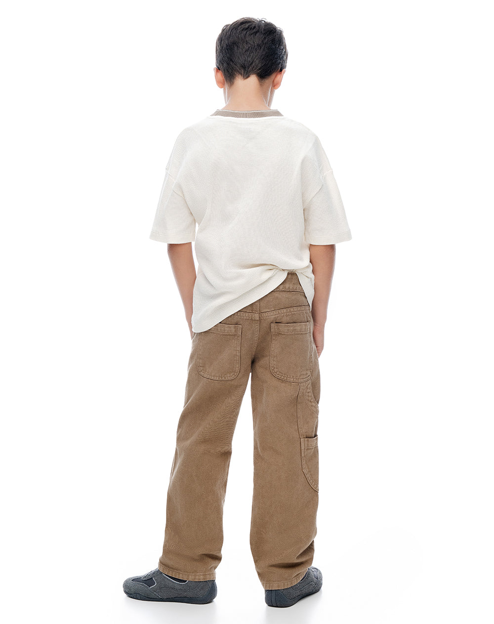 Pantalón regular drill denim habano niño