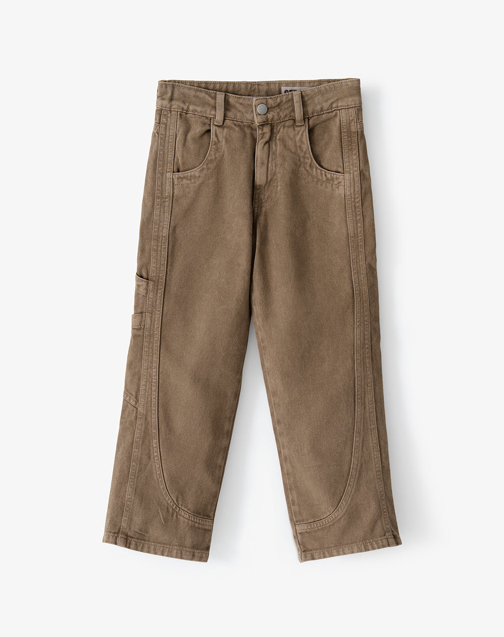 Pantalón regular drill denim habano niño