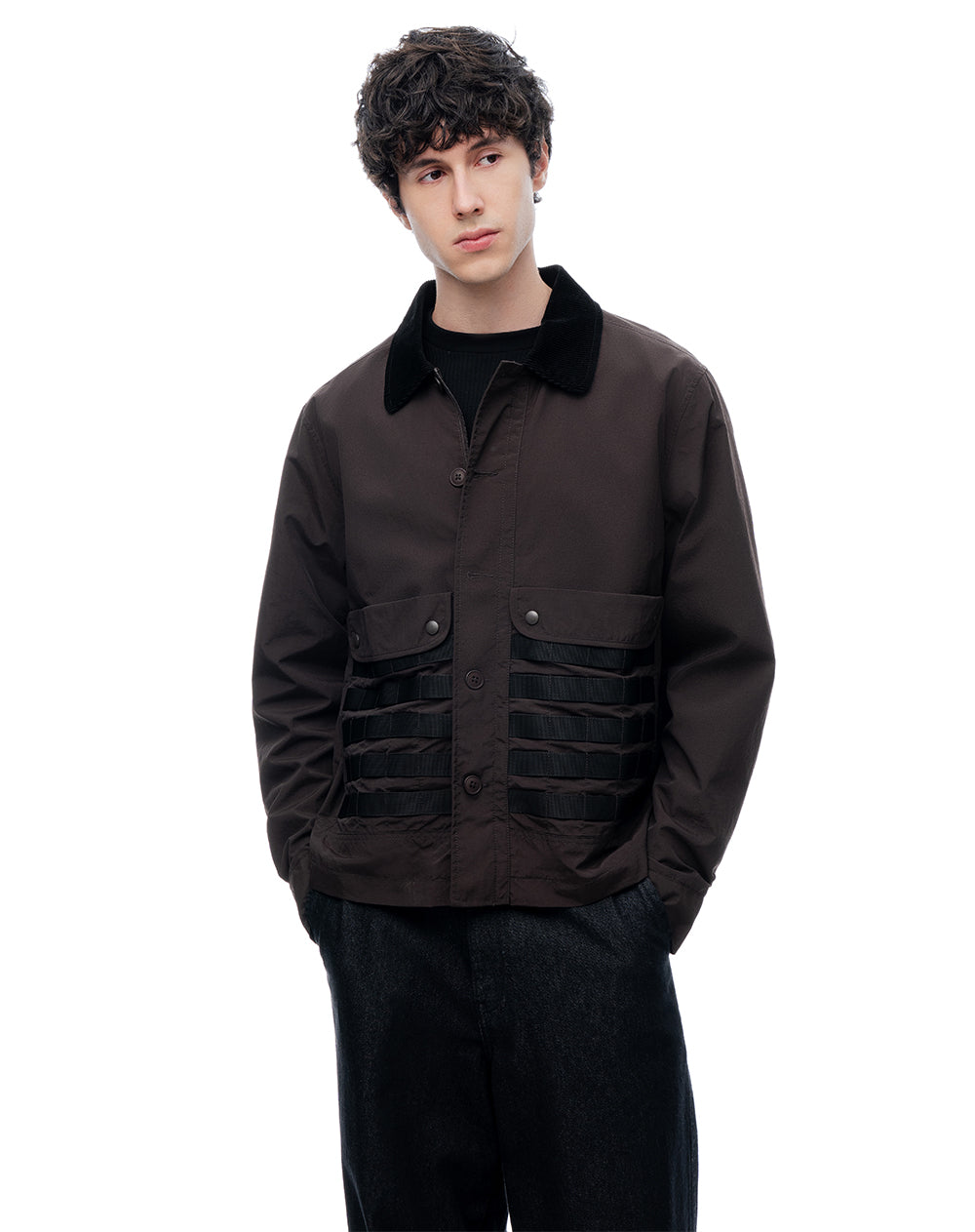 Chaqueta regular chocolate hombre