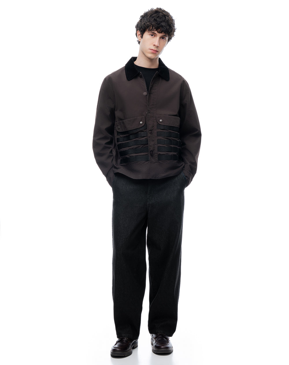 Chaqueta regular chocolate hombre
