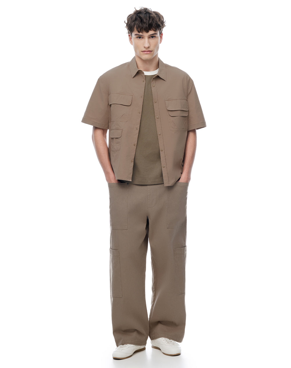 Camisa regular manga corta habana hombre