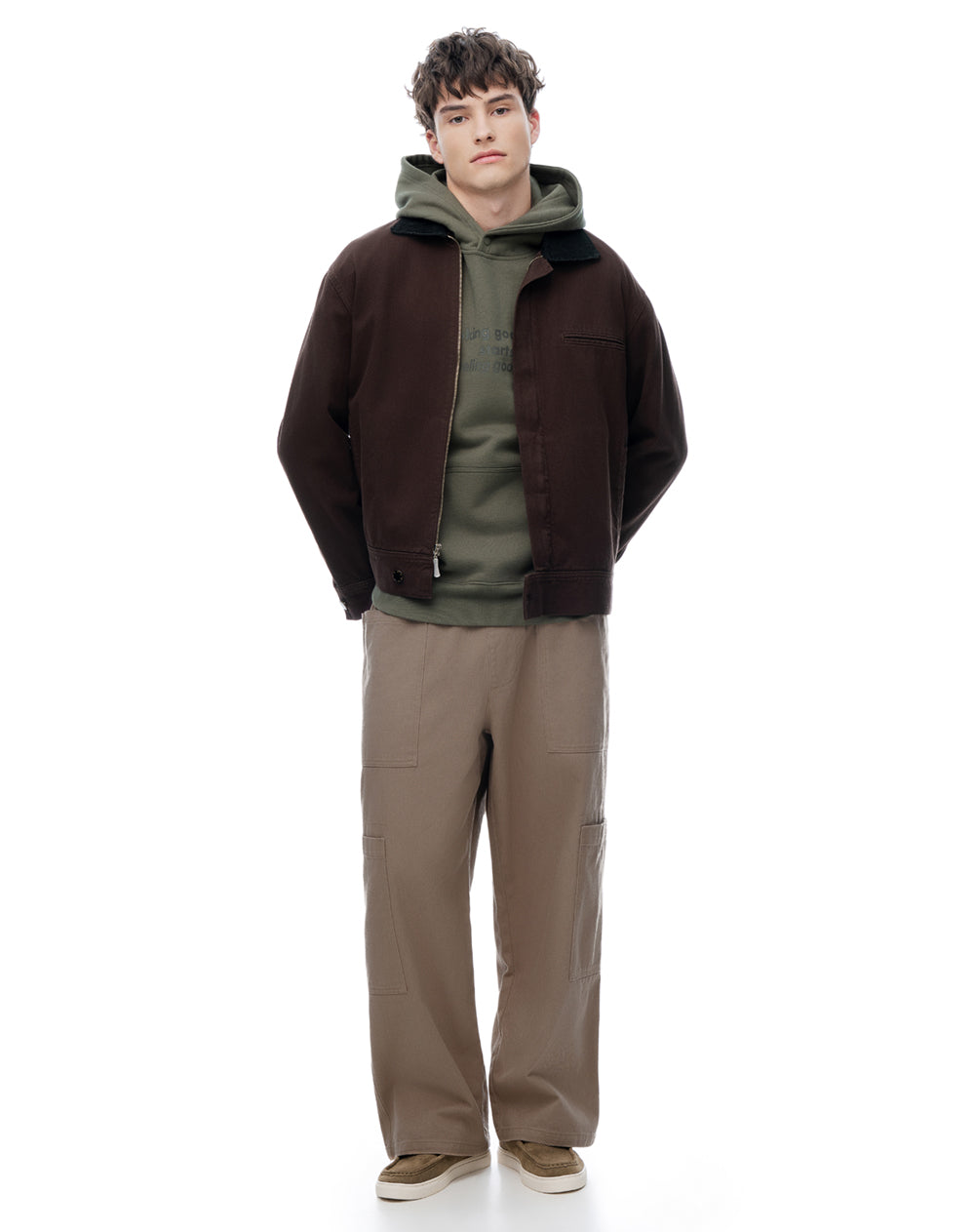 Pantalón loose habano hombre