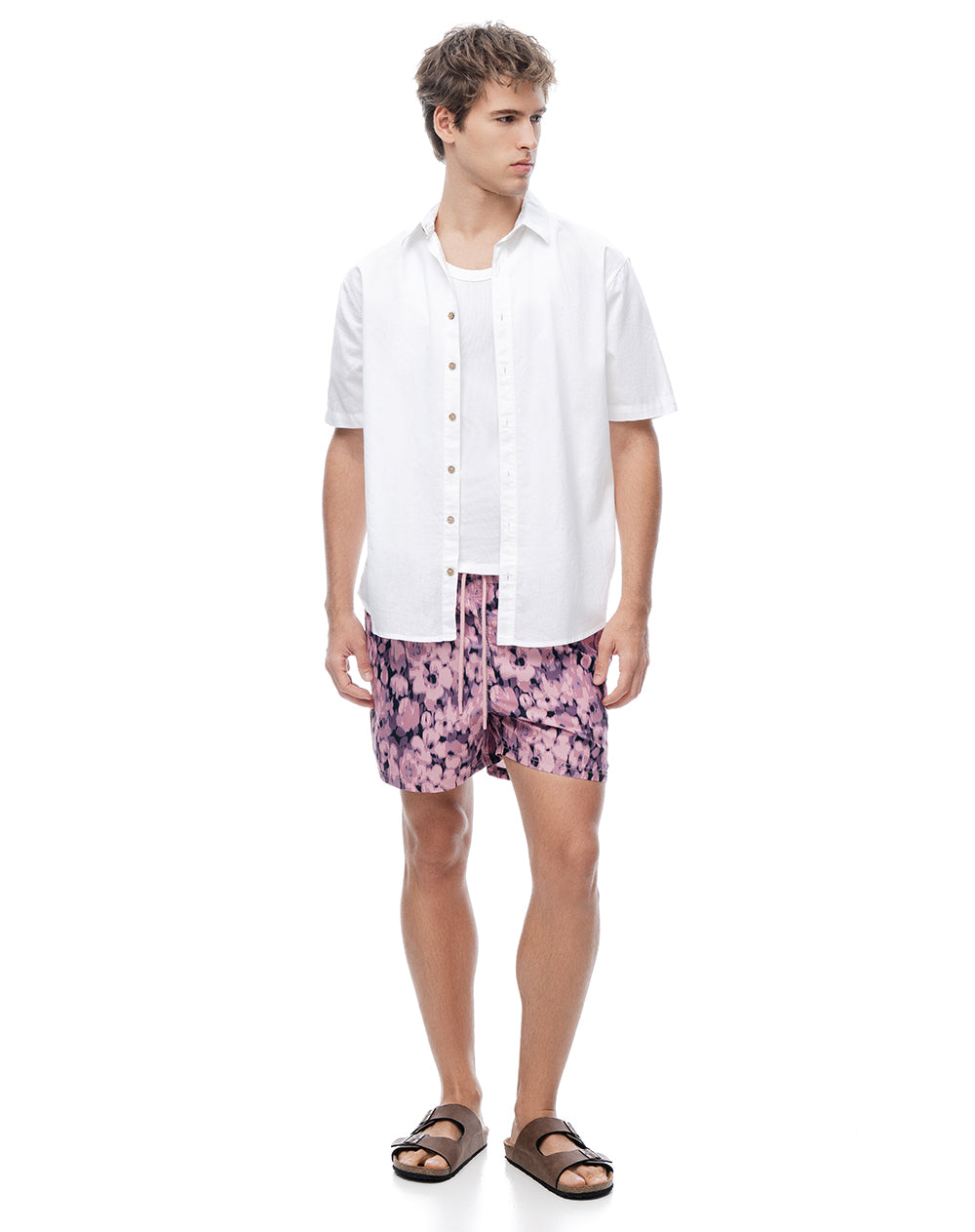 Pantaloneta rosado estampado hombre
