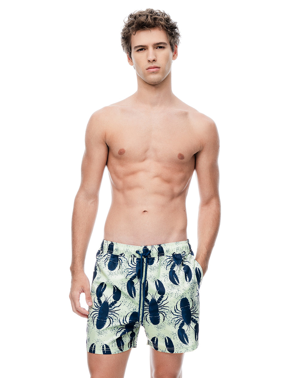 Pantaloneta verde estampado hombre
