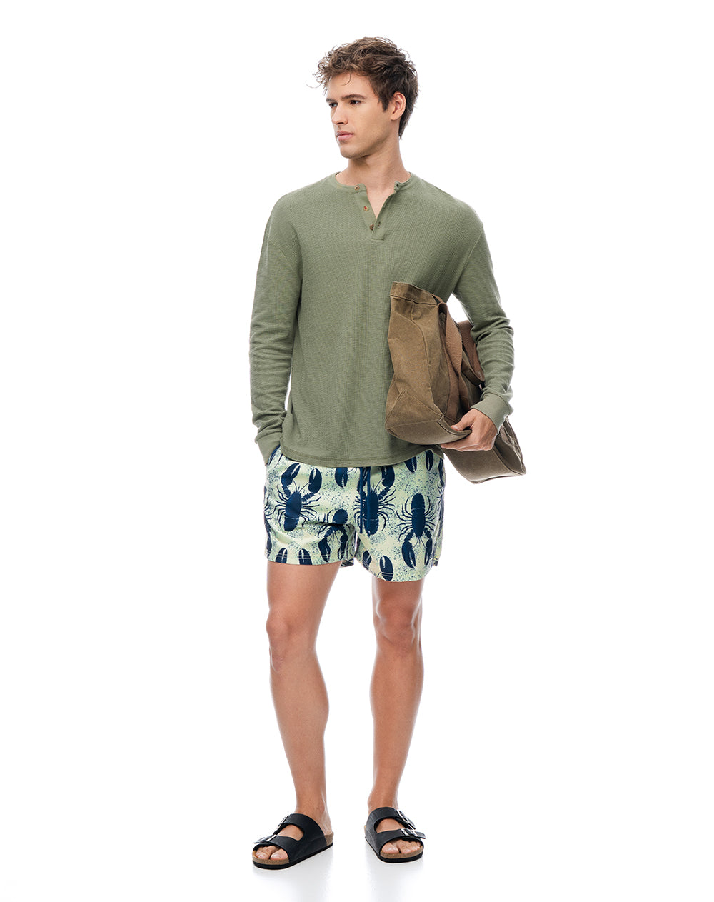 Pantaloneta verde estampado hombre