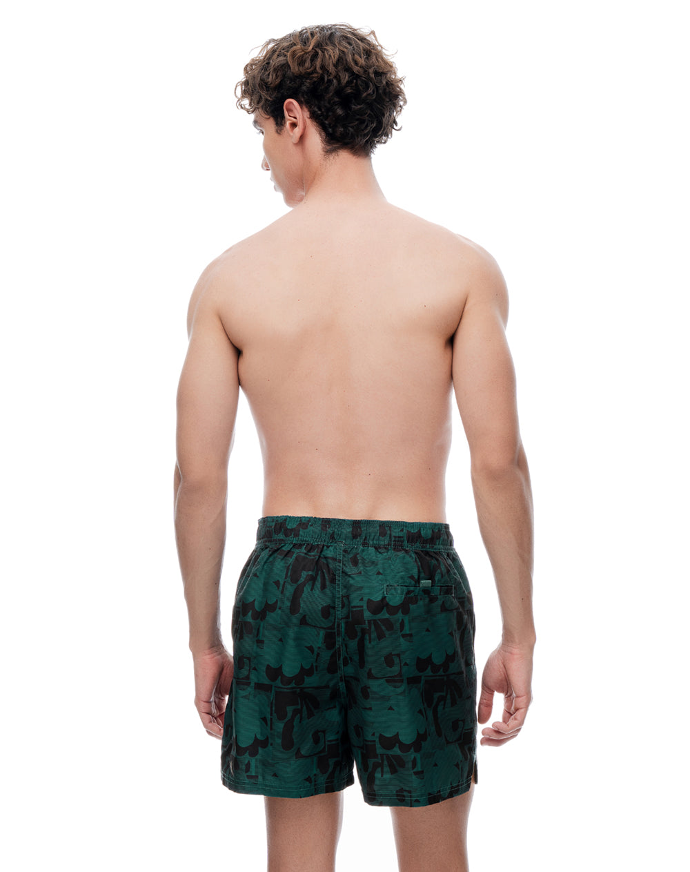 Pantaloneta verde estampado hombre