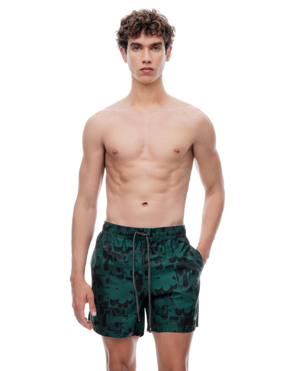 Pantaloneta verde estampado hombre