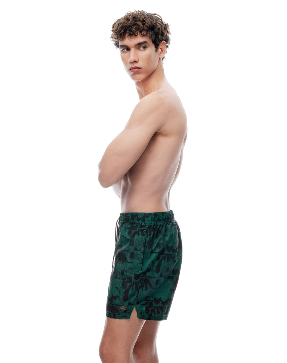 Pantaloneta verde estampado hombre