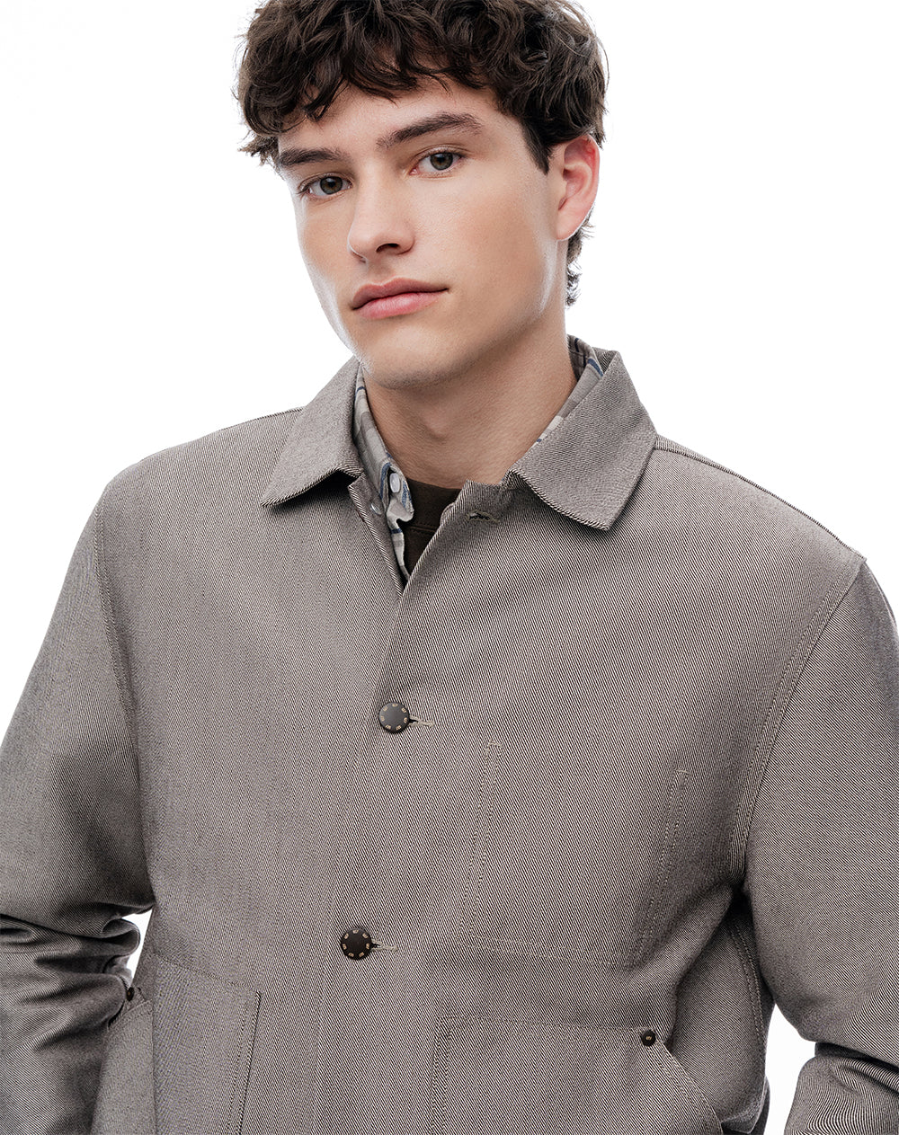 Chaqueta regular café hombre