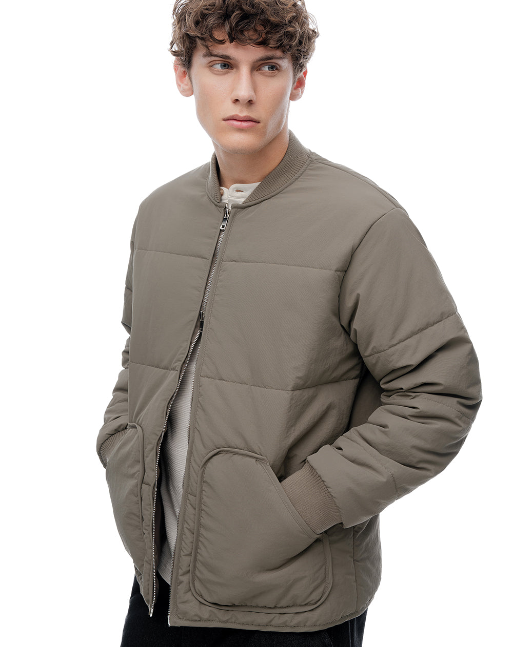Chaqueta regular sin capucha habano hombre