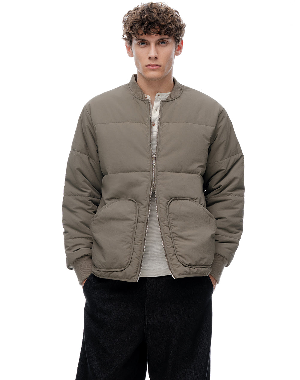 Chaqueta regular sin capucha habano hombre