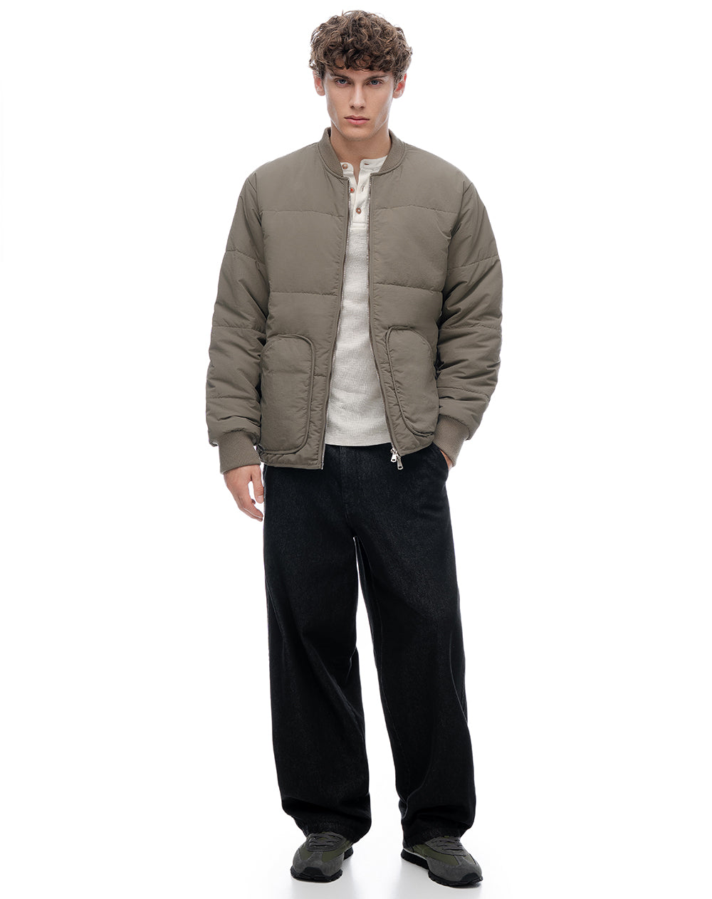 Chaqueta regular sin capucha habano hombre
