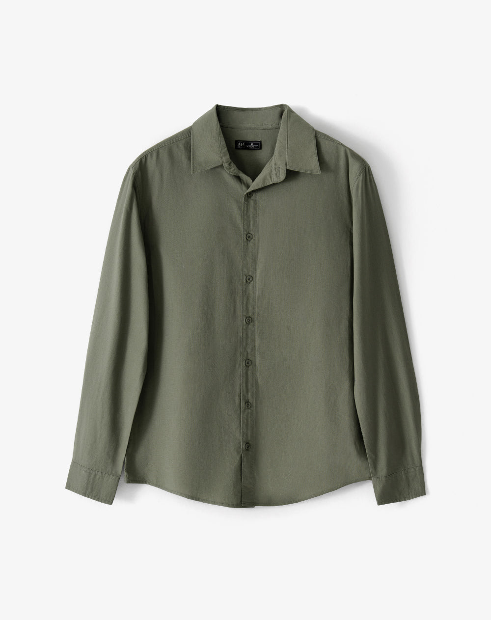 Camisa regular manga larga verde oliva hombre