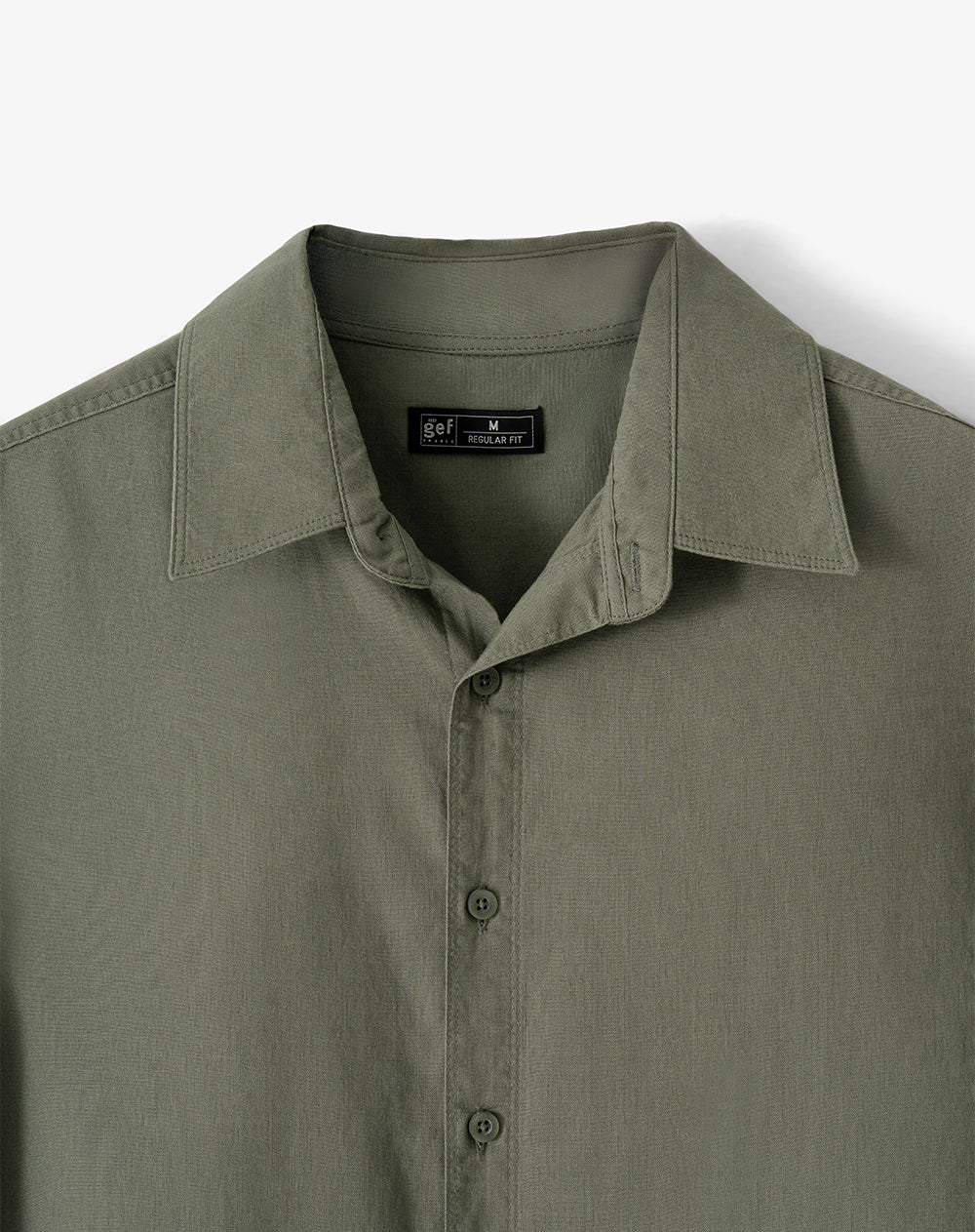 Camisa regular manga larga verde oliva hombre