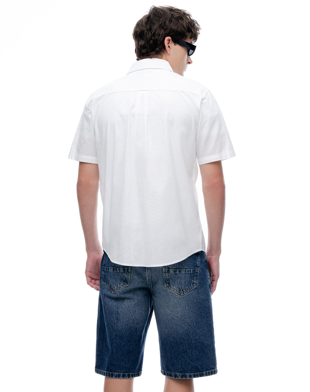 Camisa regular manga corta blanca hombre