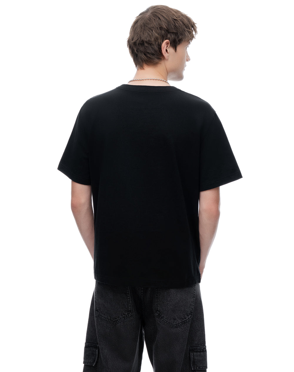 Camiseta regular manga corta negra hombre