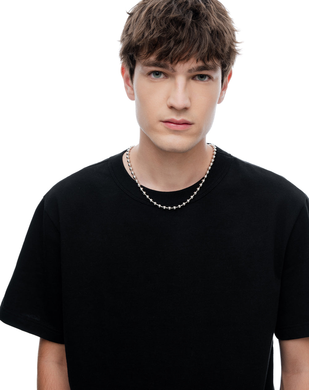 Camiseta regular manga corta negra hombre