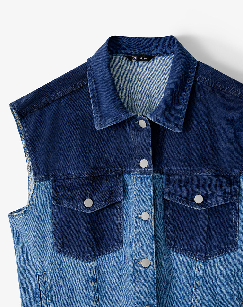 Chaleco oversized fit sin capucha indigo medio