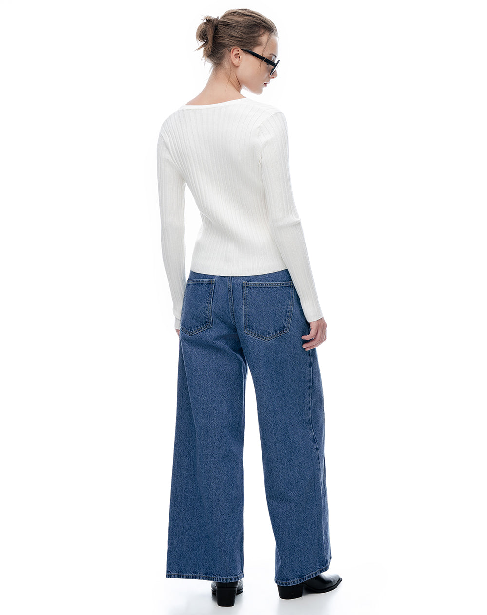 Jean relaxed fit tiro medio indigo