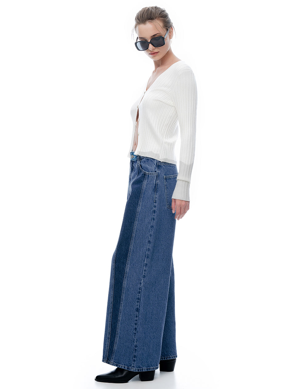 Jean relaxed fit tiro medio indigo
