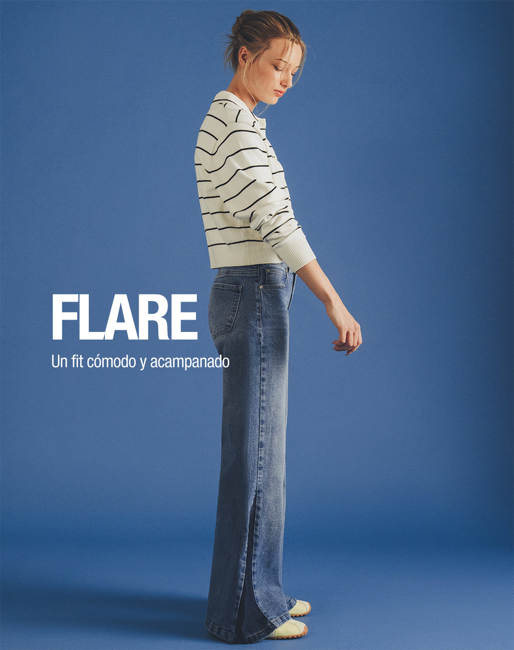 Jean flare tiro medio índigo