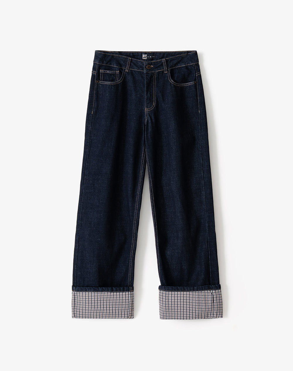 Jean straight fit tiro medio índigo oscuro