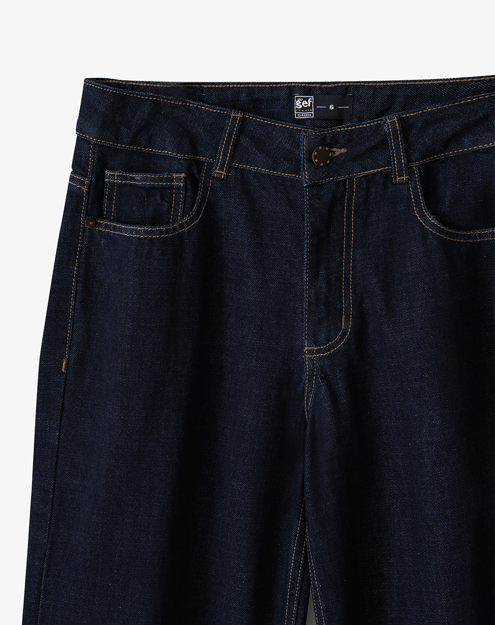 Jean straight fit tiro medio índigo oscuro