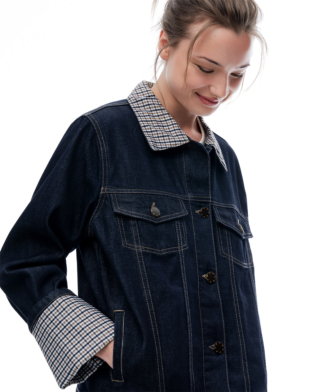 Chaqueta regular fit sin capucha índigo oscuro
