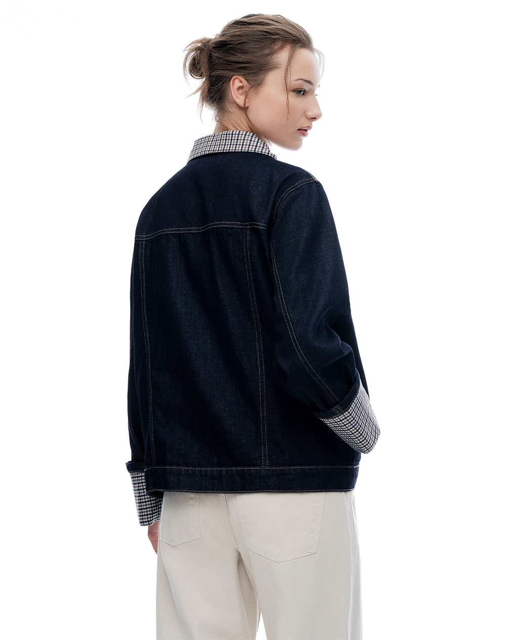 Chaqueta regular fit sin capucha índigo oscuro