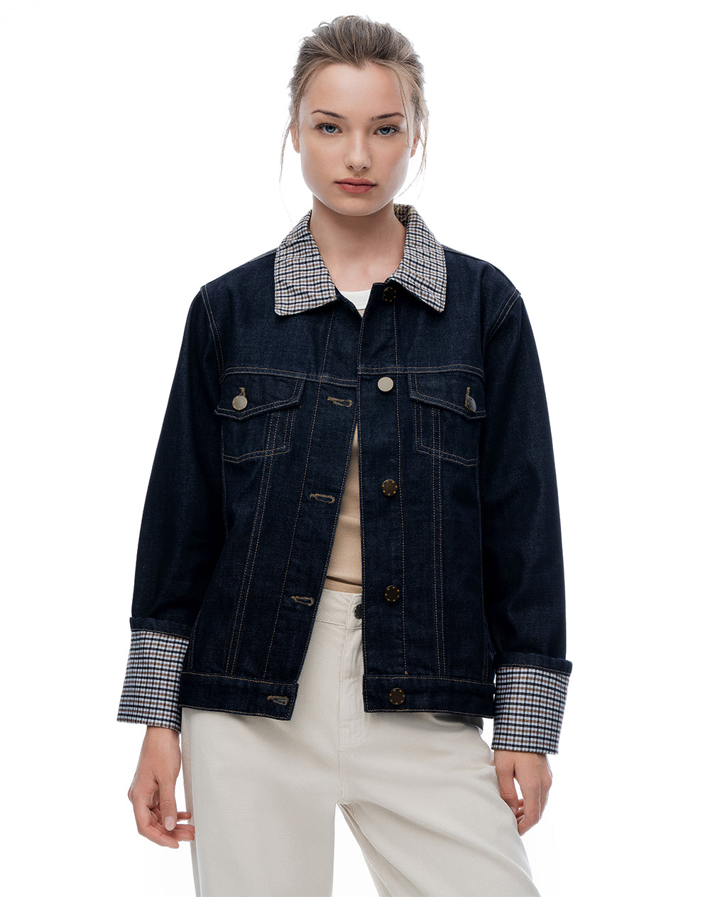Chaqueta regular fit sin capucha índigo oscuro