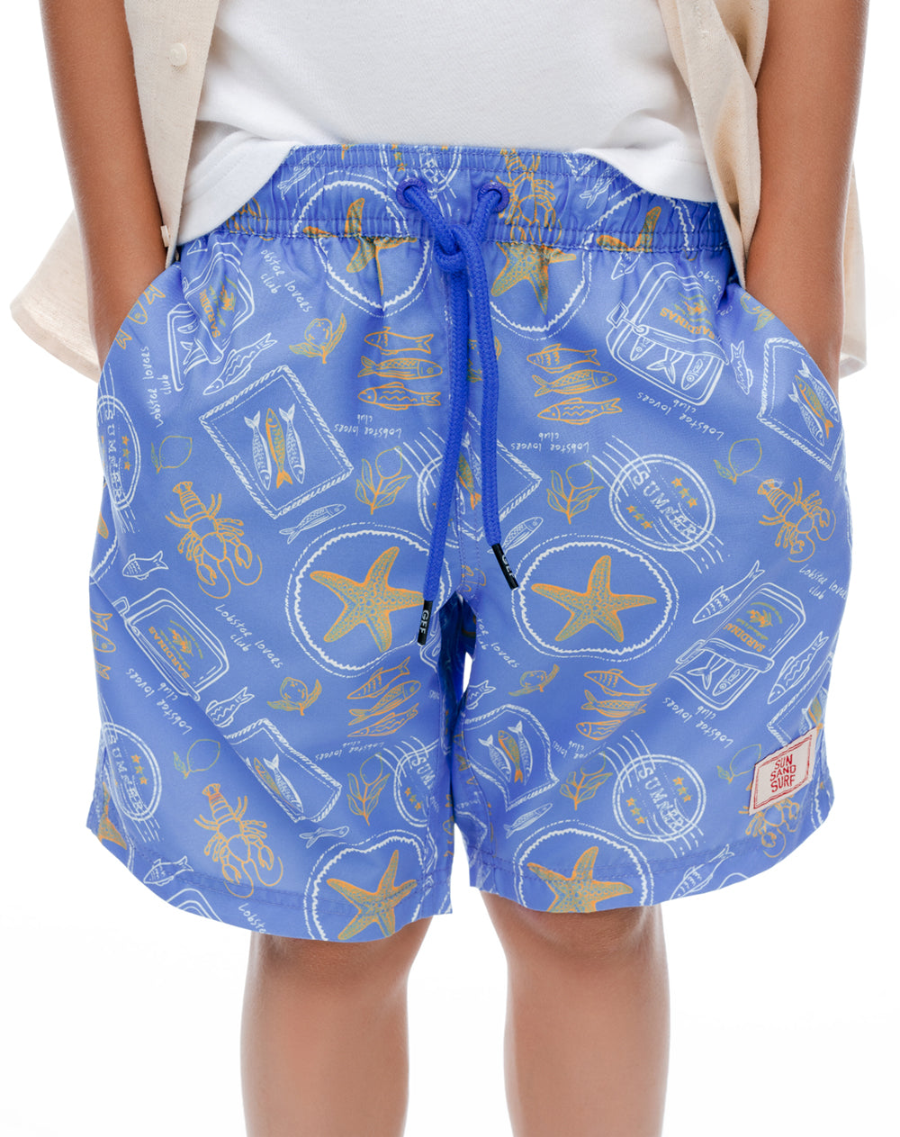 Short pantaloneta azul estampado niño