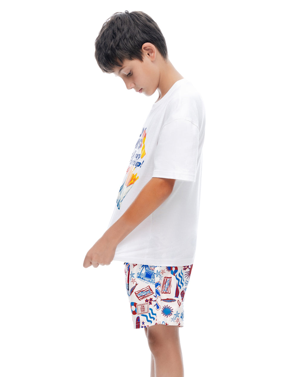 Short pantaloneta vainilla estampado niño