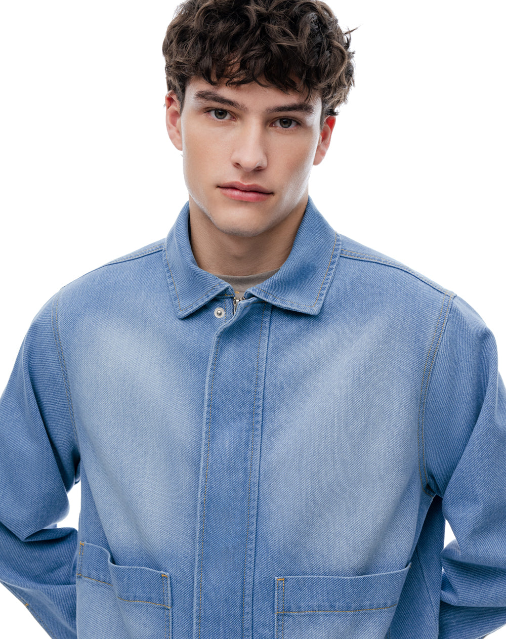 Chaqueta regular sin capucha índigo medio hombre