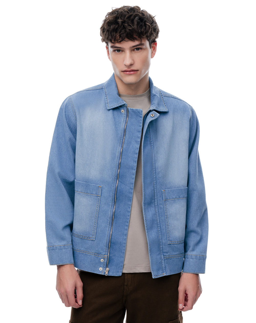 Chaqueta regular sin capucha índigo medio hombre