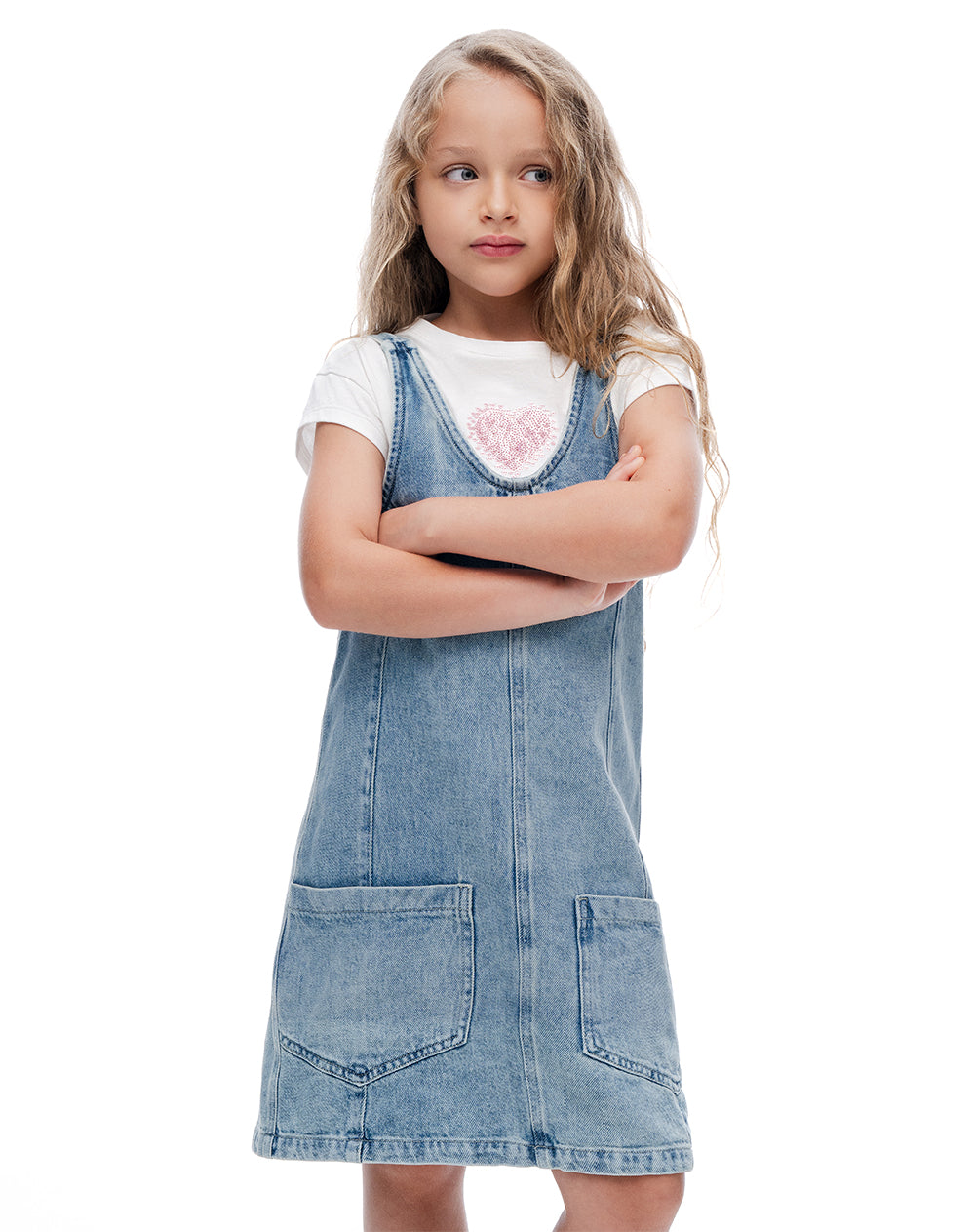 Overol corto índigo medio niña