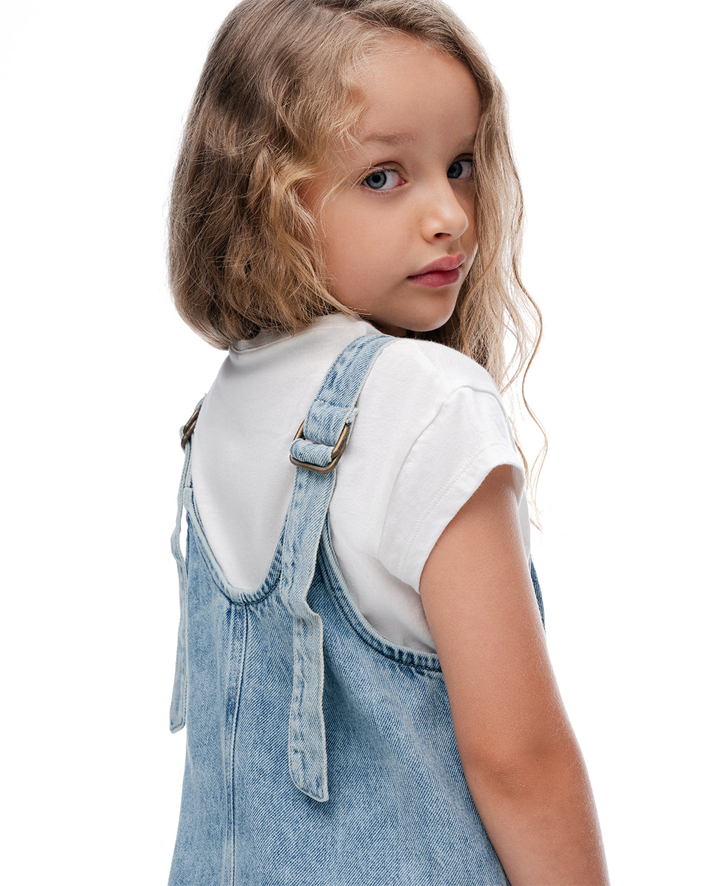 Overol corto índigo medio niña