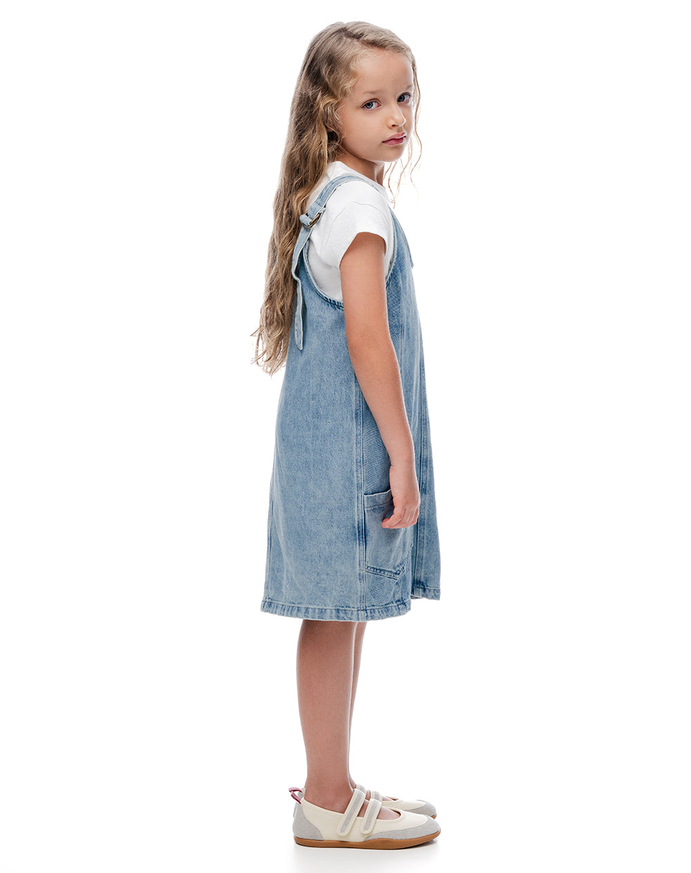 Overol corto índigo medio niña