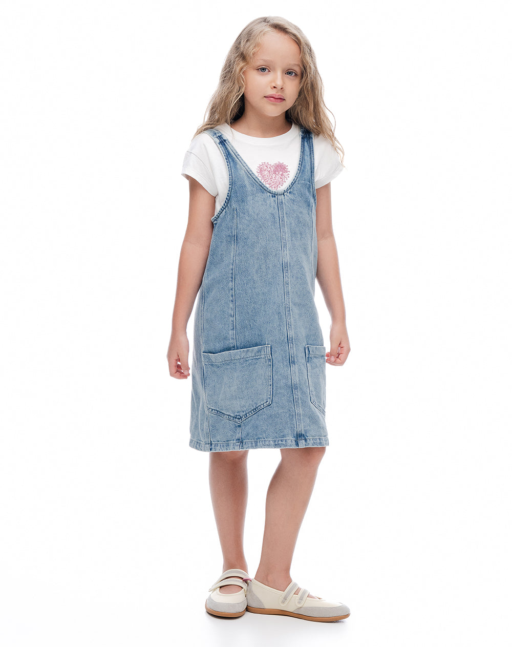 Overol corto índigo medio niña
