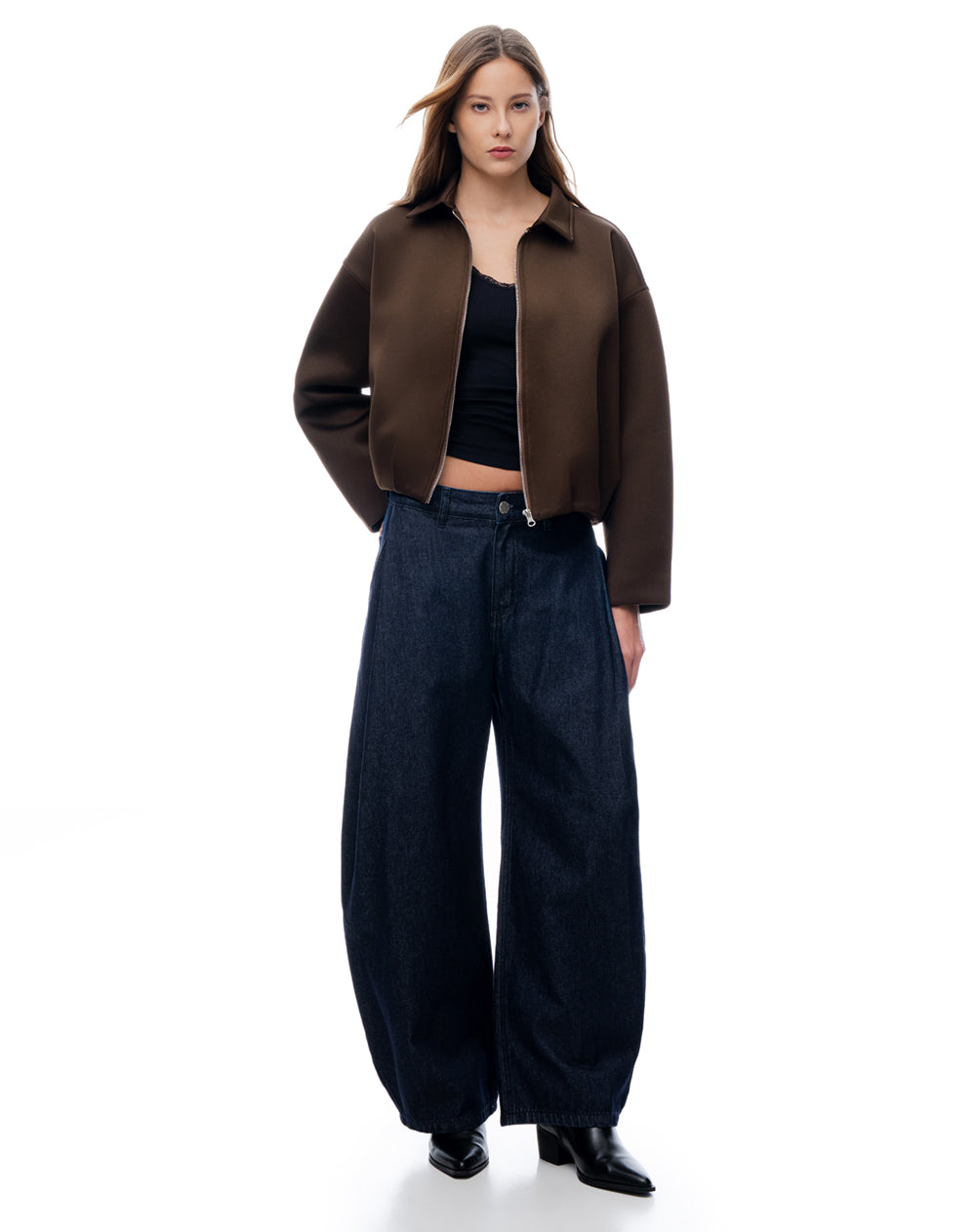Jean baggy tiro medio índigo osc mujer