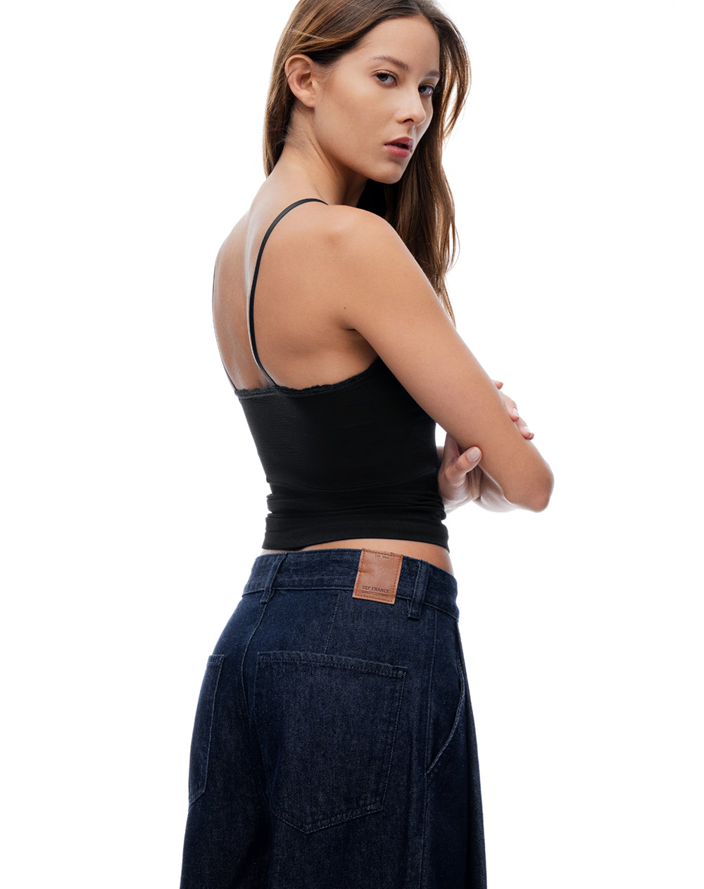 Jean baggy tiro medio índigo osc mujer