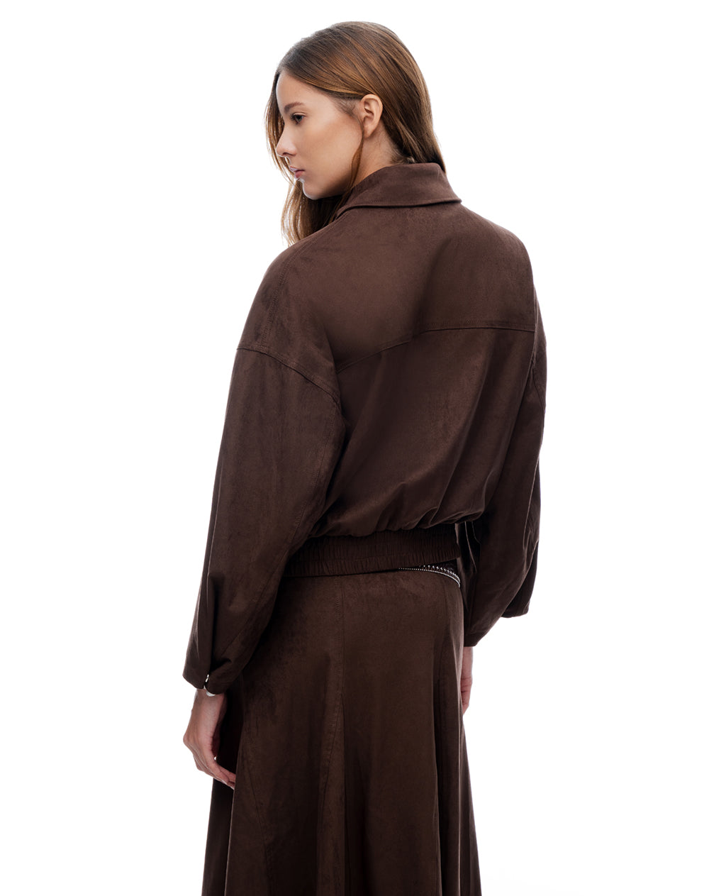 Chaqueta regular sin capucha chocolate mujer