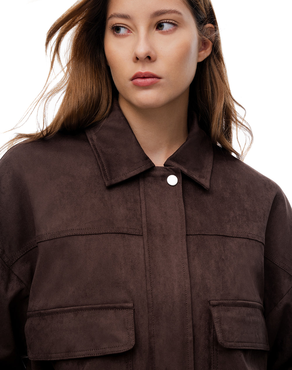 Chaqueta regular sin capucha chocolate mujer