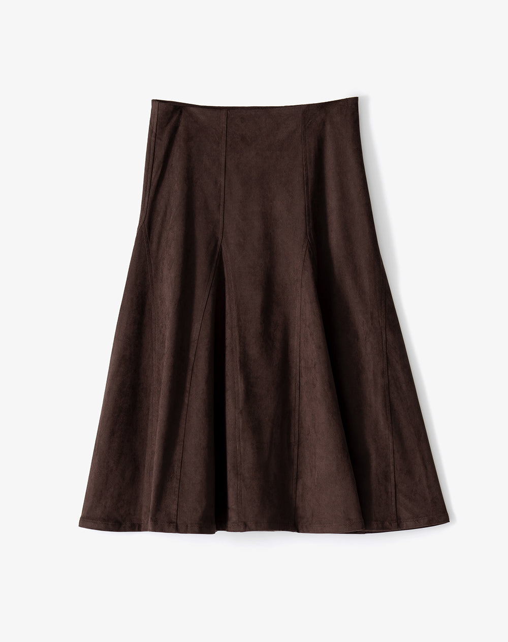 Falda midi tiro medio gamuza chocolate mujer