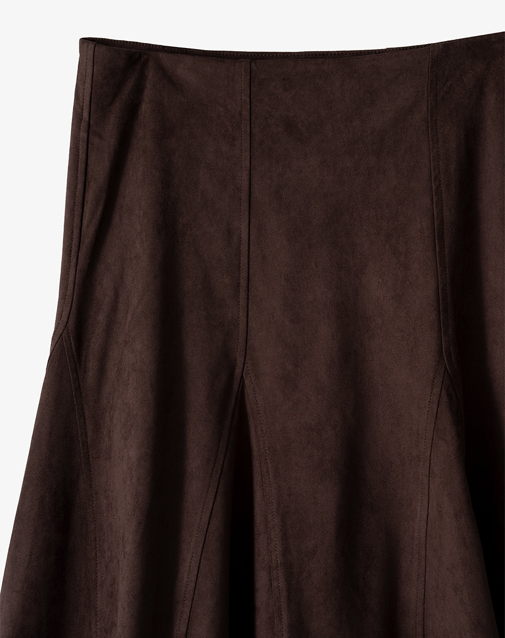 Falda midi tiro medio gamuza chocolate mujer