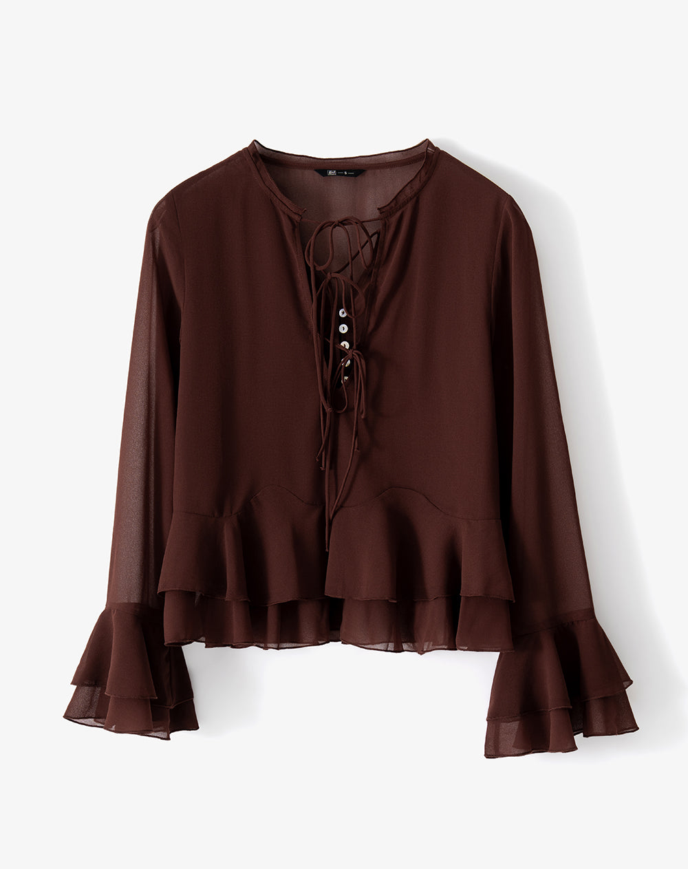 Camisa regular manga larga terracota mujer