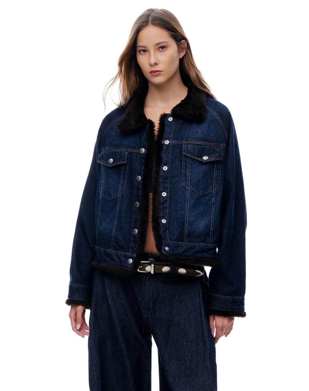 Chaqueta regular sin capucha índigo osc mujer