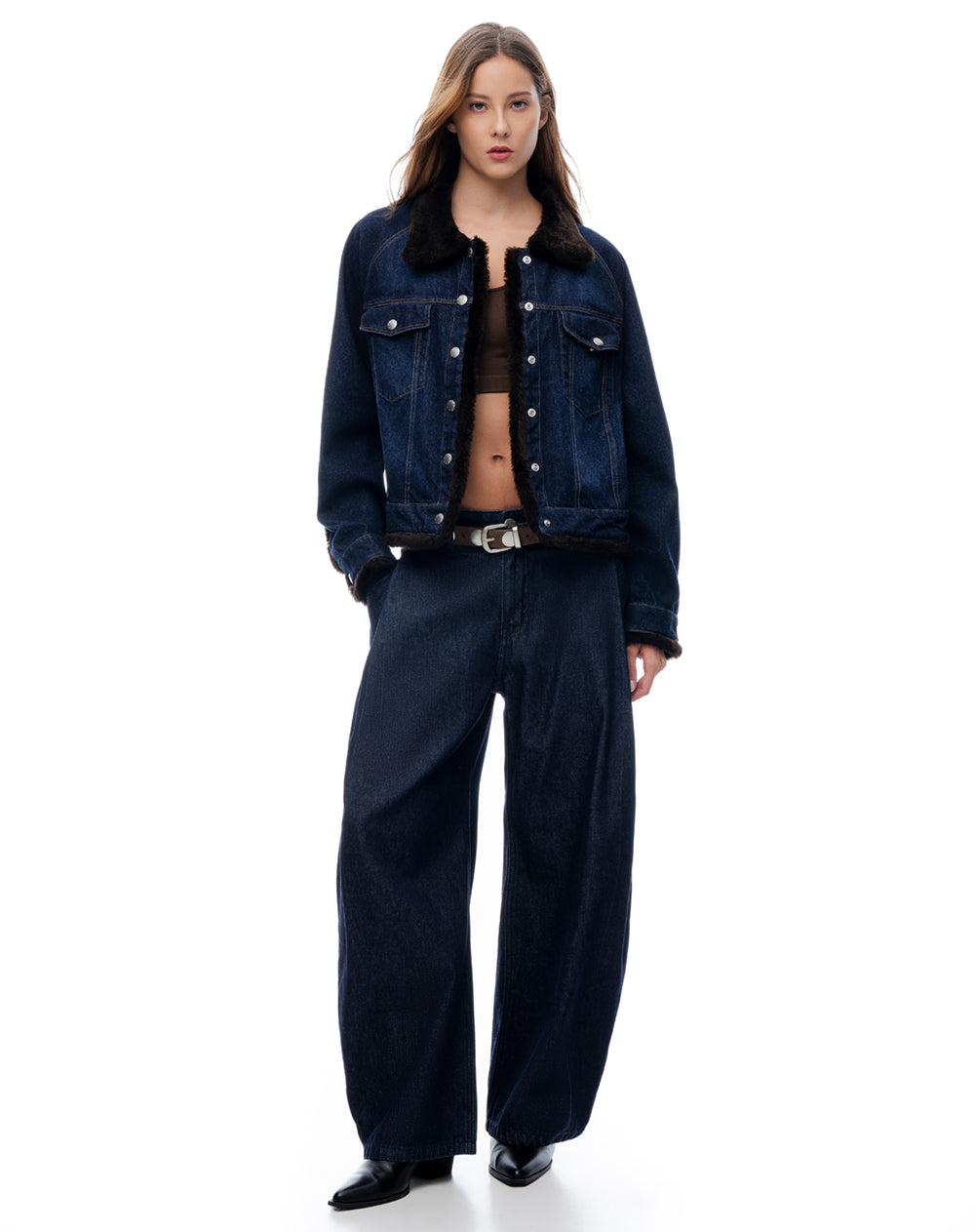Chaqueta regular sin capucha índigo osc mujer