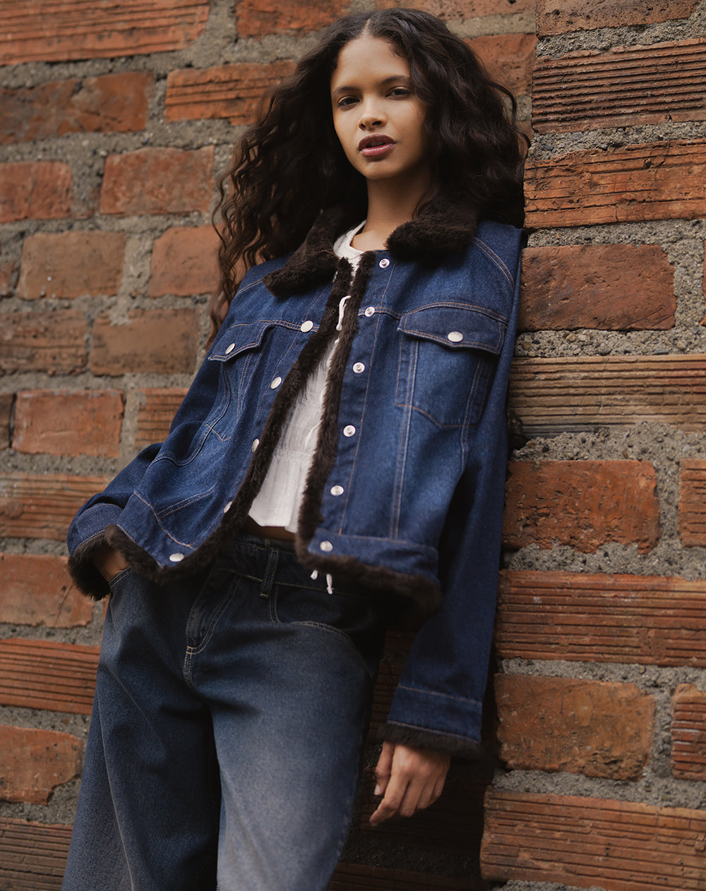 Chaqueta regular sin capucha índigo osc mujer