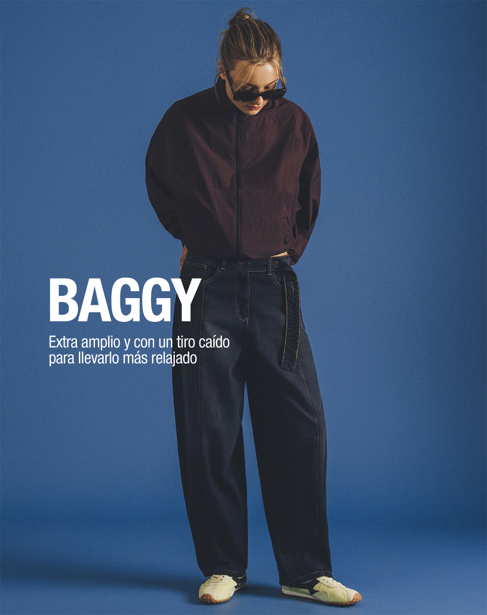 Jean baggy índigo oscuro mujer